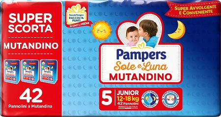 PAMPERS SOLE LUNA MUTANDINA TRIO JUNIOR 42 PEZZI - farmascienza.it