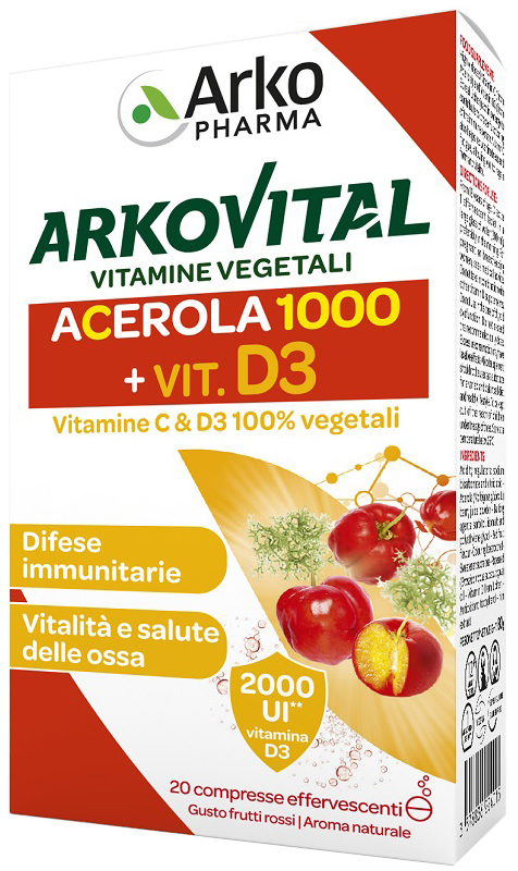 ARKOVITAL VITAMINE C+D3 20 COMPRESSE EFFERVESCENTI GUSTO FRUTTI ROSSI - farmascienza.it