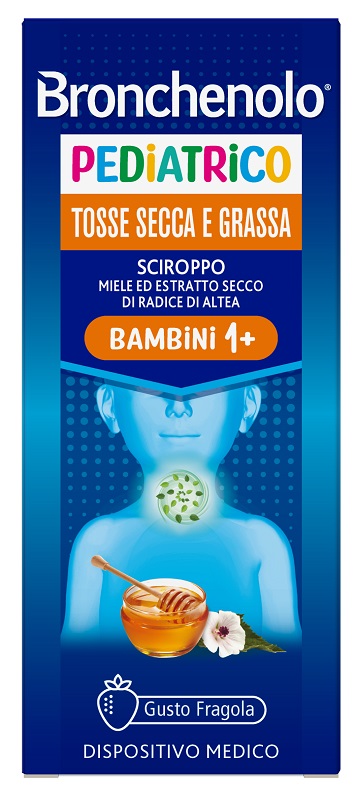 SCIROPPO BRONCHENOLO PEDIATRICO TOSSE SECCA E GRASSA DA 1 ANNO IN SU 120 ML GUSTO FRAGOLA SENZA COLORANTI ARTIFICIALI, SENZA ALCOL, SENZA OGM - farmascienza.it