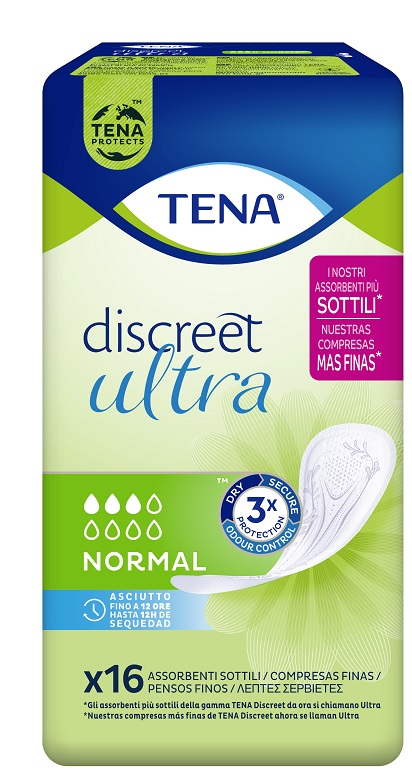 PANNOLONE SAGOMATO TENA DISCREET ULTRA NORMAL 16 PEZZI - farmascienza.it