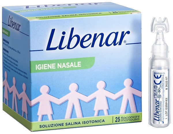 SOLUZIONE SALINA ISOTONICA 0,9% LIBENAR PER IGIENE NASALE 25 FLACONCINI MONOUSO X 5 ML - farmascienza.it