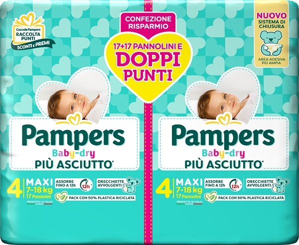 PAMPERS BABY DRY PANNOLINO DUO DOWNCOUNT MAXI 34 PEZZI - farmascienza.it