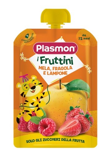 PLASMON I FRUTTINI MELA FRAGOLA E LAMPONE 130 G - farmascienza.it