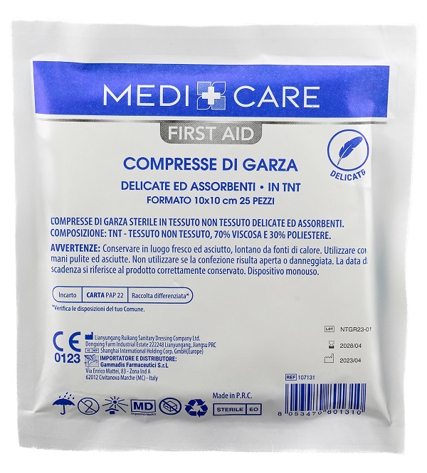 GARZA MEDICARE COTONE 10X10 CM 25 PEZZI - farmascienza.it