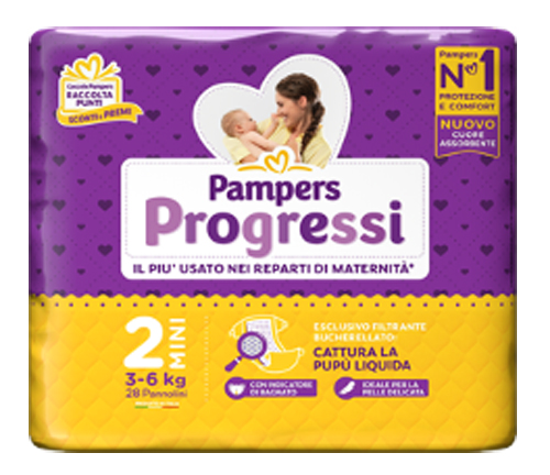 PAMPERS PROGRESSI MINI 3-6 KG 28 PEZZI - farmascienza.it