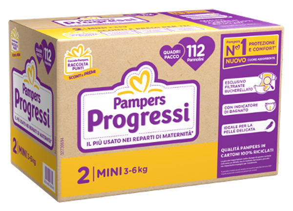 PAMPERS QUADRI PROGRESSI MINI 112 PEZZI - farmascienza.it