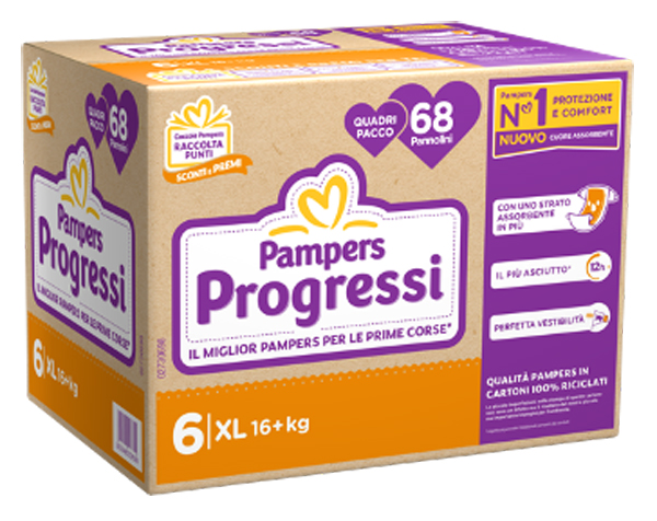 PAMPERS QUADRI PROGRESSI XL 68 PEZZI - farmascienza.it