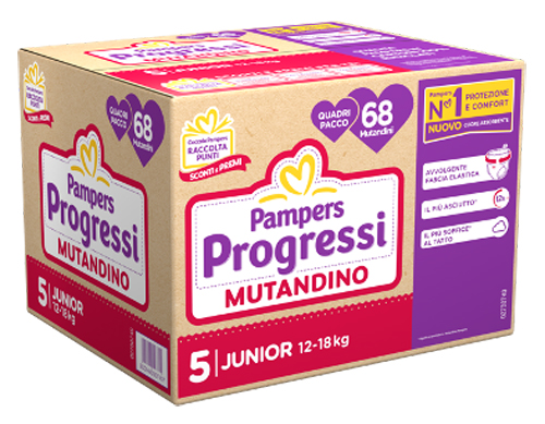 PAMPERS PROGRESSI MUTANDINA QUADRI JUNIOR 68 PEZZI - farmascienza.it
