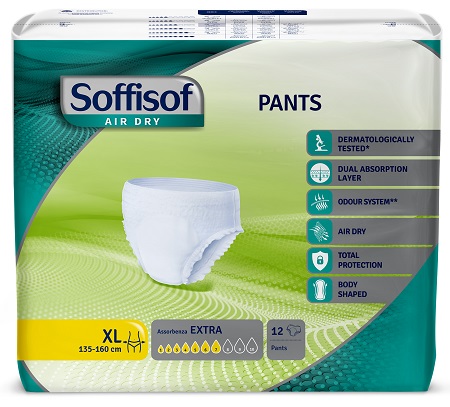 PANNOLONE SOFFISOF AIR DRY PANTS EXTRA EXTRA LARGE 12 PEZZI - farmascienza.it