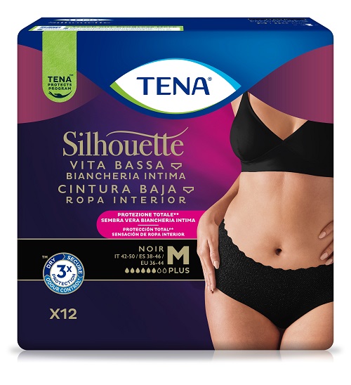 PANNOLONE A MUTANDINA ASSORBENTE TENA SILHOUETTE NOIR M VITA BASSA 12 PEZZI - farmascienza.it