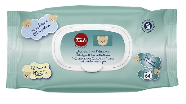TRUDI BABY CARE SALVIETTINE IGIENIZZANTI ANTIBATTERICO 64 PEZZI - farmascienza.it