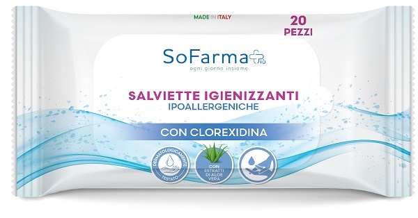 SALVIETTINE IGIENIZZANTI POCKET CLOREXIDINA 20 PEZZI SOFARMAPIU' - farmascienza.it
