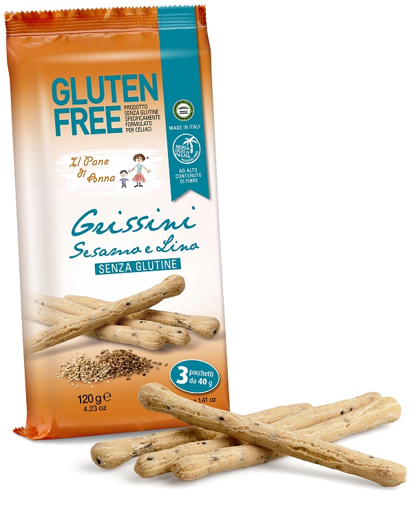 IL PANE DI ANNA GRISSINI CON SESAMO E LINO SENZA LATTE 3 PEZZI X 40 G - farmascienza.it