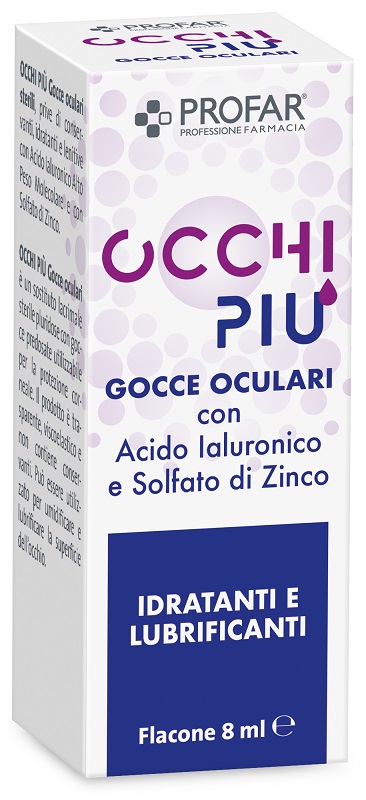 GOCCE OCULARI PROFAR OCCHIPIU' MULTIDOSE ACIDO IALURONICO E SOLFATO DI ZINCO IDRATANTI E LUBRIFICANTI 8 ML - farmascienza.it