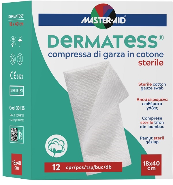 GARZA IDROFILA DERMATESS COTONE 18X40 12 PEZZI - farmascienza.it