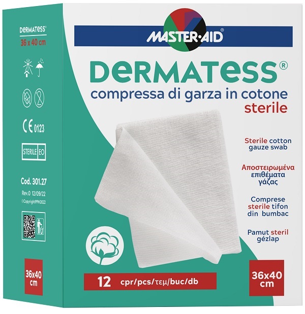 GARZA COMPRESSA DERMATESS IN COTONE 36X40CM 12 PEZZI - farmascienza.it