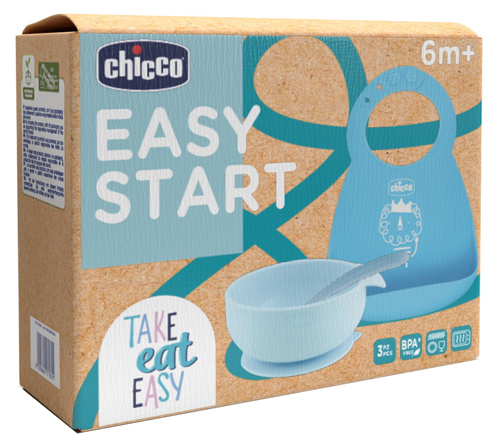 CHICCO SET PAPPA SILICONE 6M+ AZZURRO - farmascienza.it