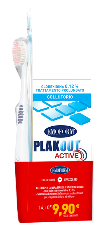 EMOFORM PLAK OUT ACTIVE PROMO 1 COLLUTORIO 0,12% CLOREXIDINA 200 ML + 1 SPAZZOLINO - farmascienza.it