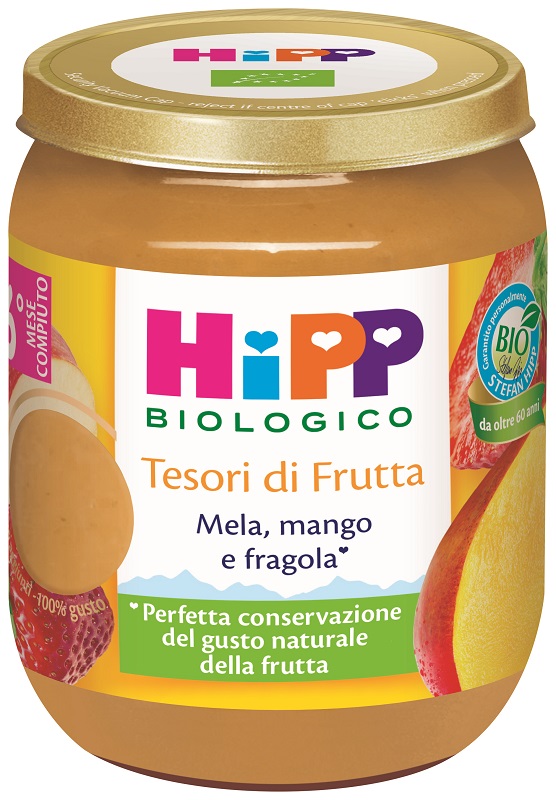 HIPP TESORI FRUTTA MELA MANGO FRAGOLA 160 G - farmascienza.it