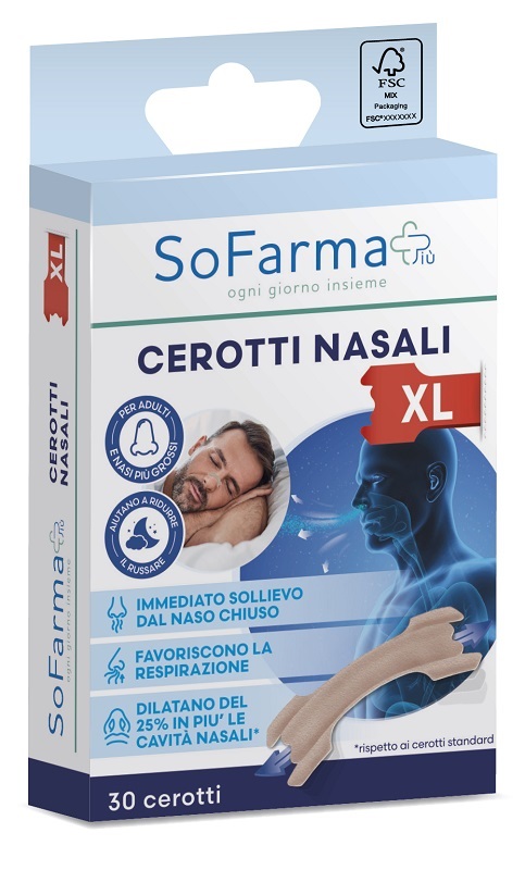 CEROTTO NASALE EXTRA LARGE 6,7 X2CM 30 PEZZI SOFARMAPIU' - farmascienza.it
