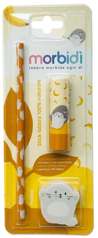 MORBIDI' KIT DISEGNO BANANA STICK LABBRA + MATITA + GOMMA DA CANCELLARE - farmascienza.it