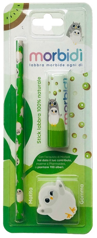 MORBIDI' KIT DISEGNO KIWI STICK LABBRA + MATITA + GOMMA DA CANCELLARE - farmascienza.it