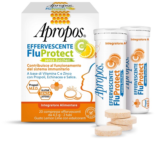 APROPOS EFFERVESCENTE C FLUPROTECT SENZA ZUCCHERI 20 COMPRESSE EFFERVESCENTI - farmascienza.it