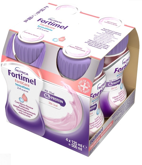 FORTIMEL FORTICARE SENSATION 2,4 KCAL/ML LAMPONE RINFRESCANTE 4 PEZZI DA 125 ML - farmascienza.it