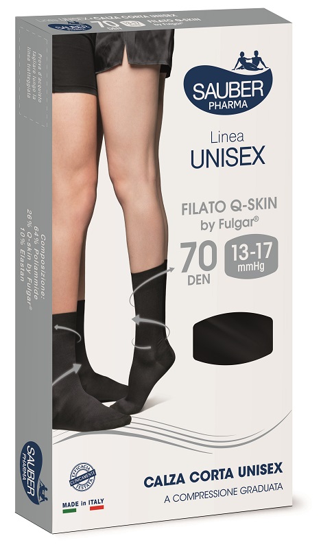 SAUBER PHARMA UNISEX QSKIN CALZA CORTA 70 NERO LARGE - farmascienza.it