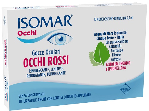 ISOMAR OCCHI ROSSI GOCCE OCULARI ACIDO IALURONICO 0,20% 10 FLACONCINI - farmascienza.it