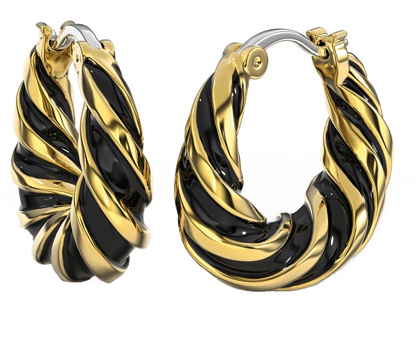 BJT365 ORECCHINO ALARA BLACK GOLD PLATED - farmascienza.it