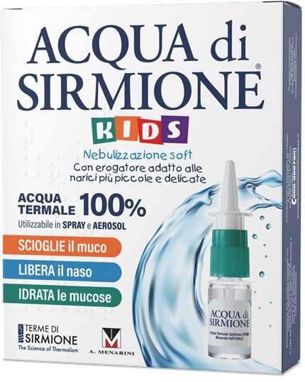ACQUA DI SIRMIONE KIDS NEBULIZZAZIONE SOFT ACQUA TERMALE 100% 6 FLACONCINI PLURIDOSE DA 15 ML - farmascienza.it