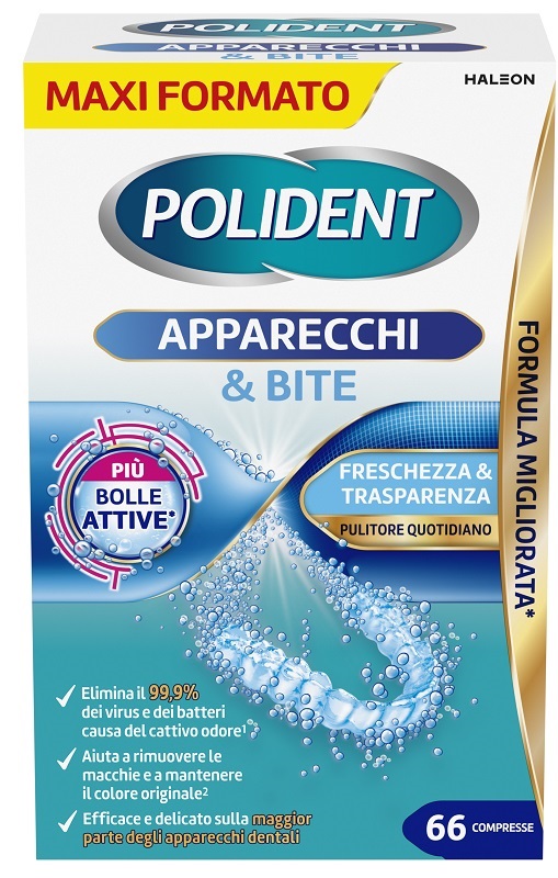 POLIDENT APPARECCHI & BITE PULITORE QUOTIDIANO 66 COMPRESSE - farmascienza.it