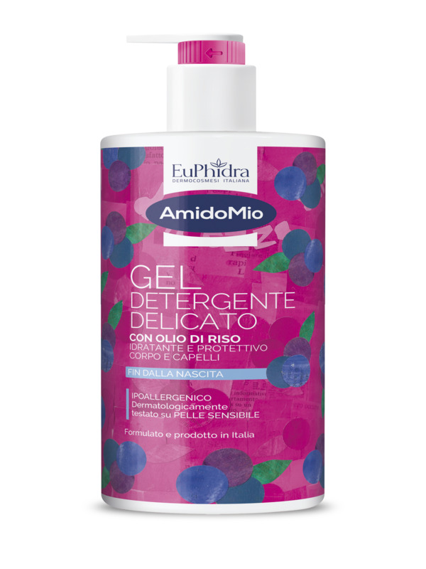 AMIDOMIO GEL DETERGENTE DELICATO CON OLIO DI RISO IDRATANTE E PROTETTIVO CORPO E CAPELLI FIN DALLA NASCITA IPOALLERGENICO 750 ML - farmascienza.it