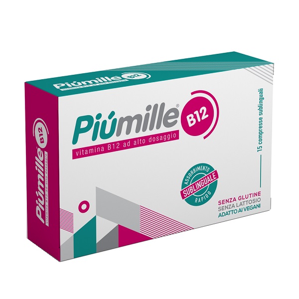 PIUMILLE B12 15 COMPRESSE SUBLINGUALI 0,080 G SENZA GLUTINE  SENZA LATTOSIO CON EDULCORANTE - farmascienza.it