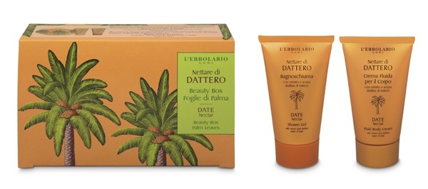 NETTARE DI DATTERO BEAUTY BOX FOGLIE DI PALMA 1 BAGNOSCHIUMA 78 G + 1 CREMA FLUIDA CORPO 75 G EDIZIONE LIMITATA - farmascienza.it